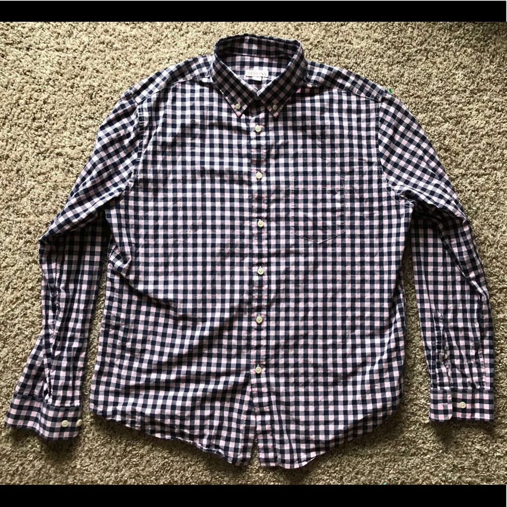 Merona Men’s Button Down Pink/Navy Plaid Size L